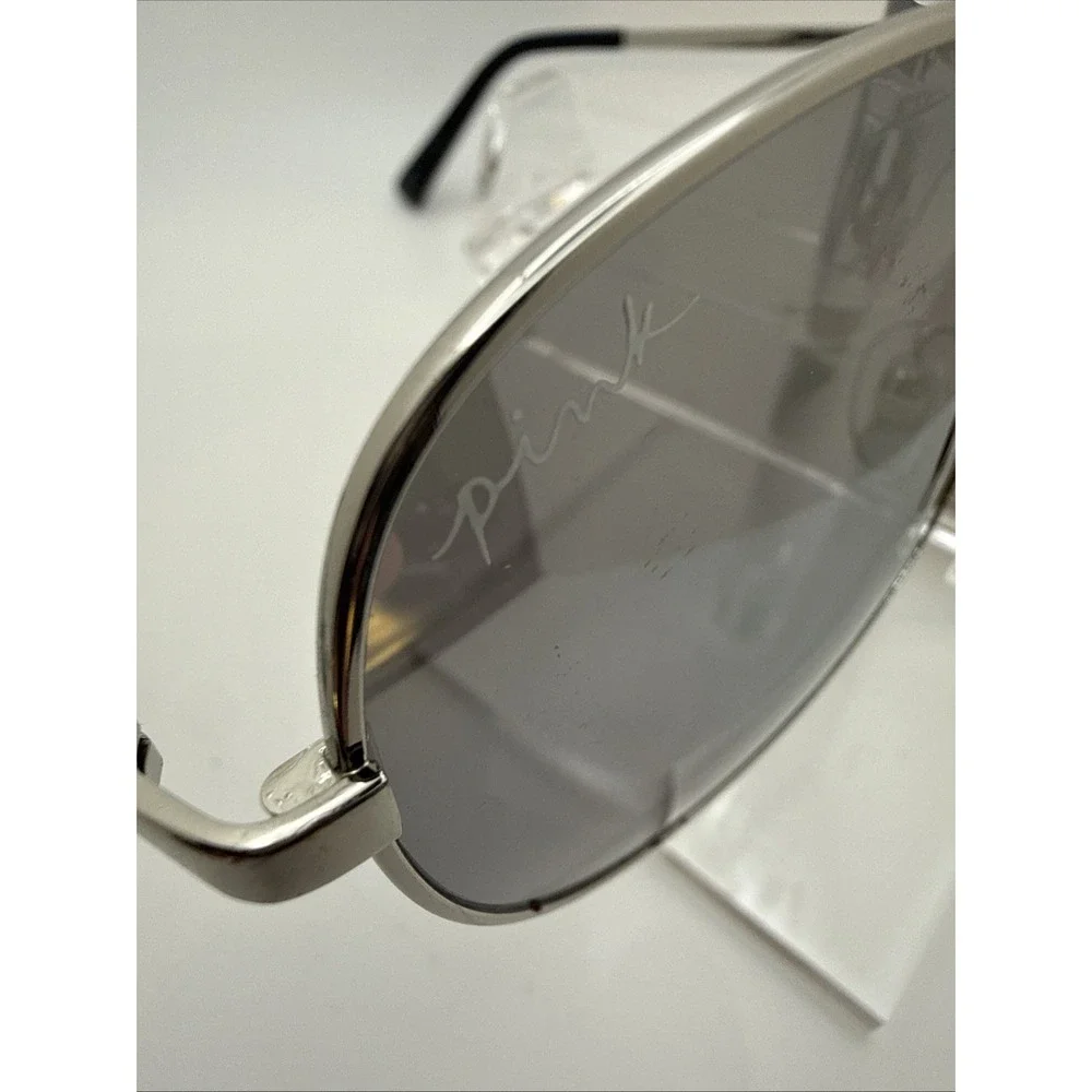 Victoria Secret Authentic PINK Sunglasses Silver Metal Aviator Sunglasses NWT
